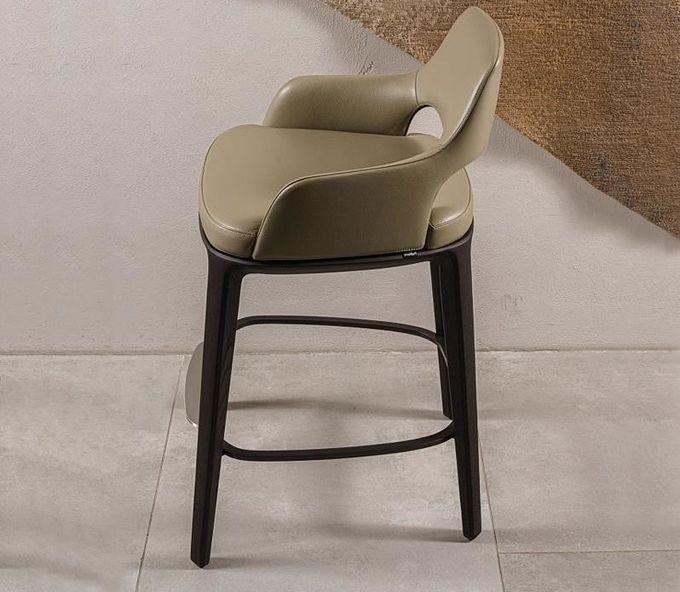 Nordic Style Fashion Creative Leather High Dining Chair Solid Wood Bar Stools 3