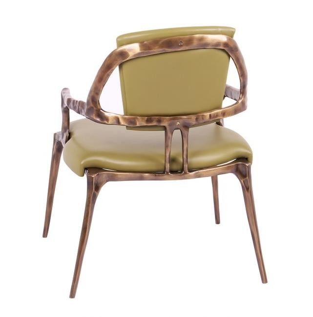 5 Star Hotel Restaurant Furniture Solid Metal Backrest Dining Leather Lounge Chair 2