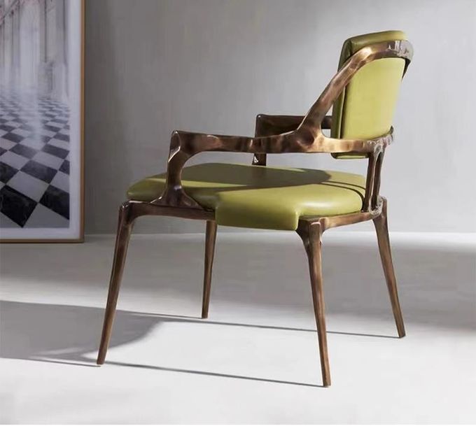 5 Star Hotel Restaurant Furniture Solid Metal Backrest Dining Leather Lounge Chair 0