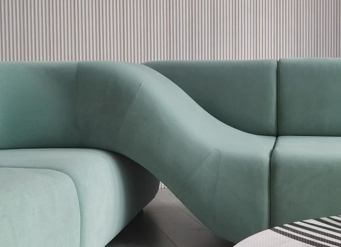 Italian Luxury Hotel Lobby Furniture Corner Velvet Multi Person Lazy Sofa 3