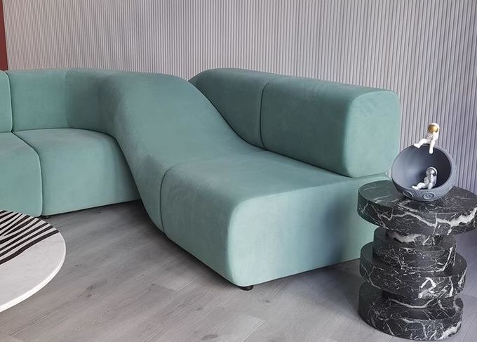 Italian Luxury Hotel Lobby Furniture Corner Velvet Multi Person Lazy Sofa 2