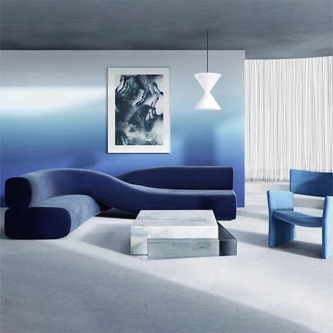 Italian Luxury Hotel Lobby Furniture Corner Velvet Multi Person Lazy Sofa 0