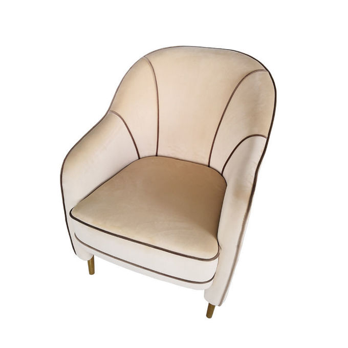 European Hotel Lobby Furniture Retro Single Armchair Metal Frosted Velvet Lazy Sofa Chair 0