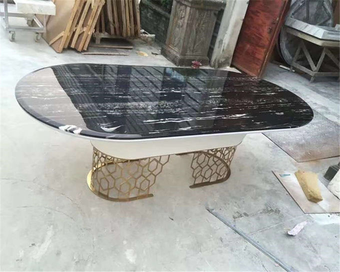 Modern Light Hotel Restaurant Furniture Simple Oval Marble Dining Table 3