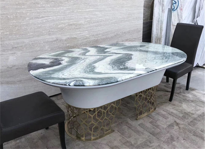 Modern Light Hotel Restaurant Furniture Simple Oval Marble Dining Table 2