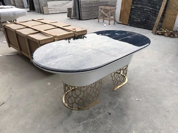 Modern Light Hotel Restaurant Furniture Simple Oval Marble Dining Table 1
