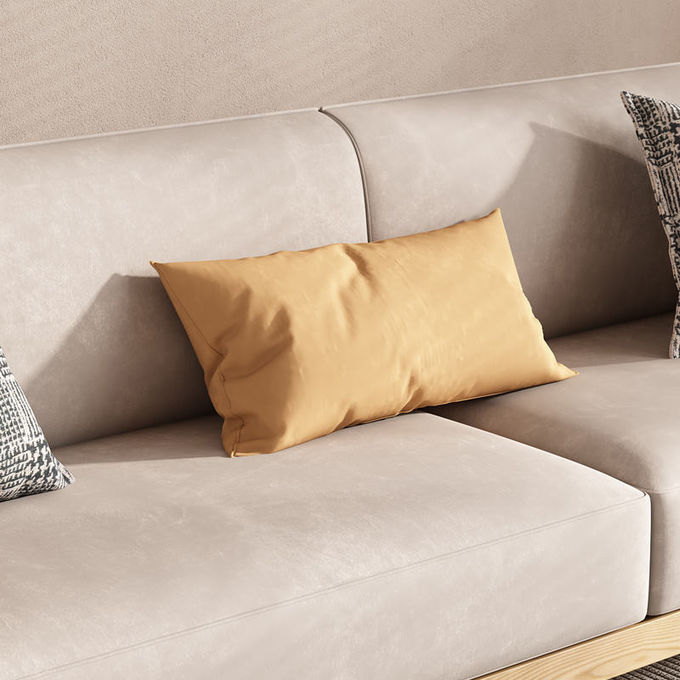 Multi Functional Hotel Lobby Furniture Nordic Simple Solid Wood Fabric Sofa 3