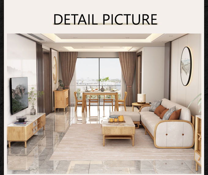 Multi Functional Hotel Lobby Furniture Nordic Simple Solid Wood Fabric Sofa 2