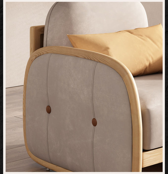 Multi Functional Hotel Lobby Furniture Nordic Simple Solid Wood Fabric Sofa 1