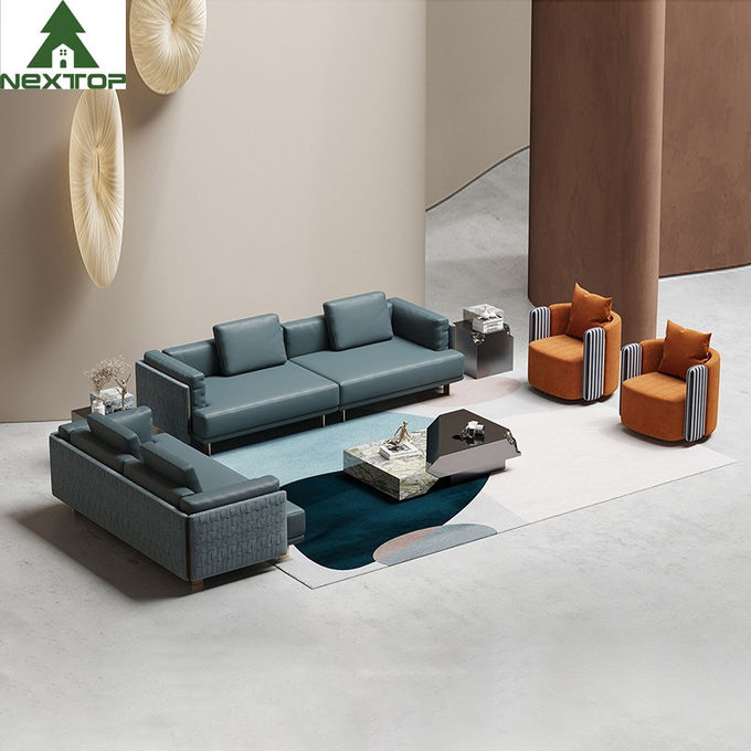 Italian Modern L Shape Corner Sofa Set Furniture For Lobby Living Room 0