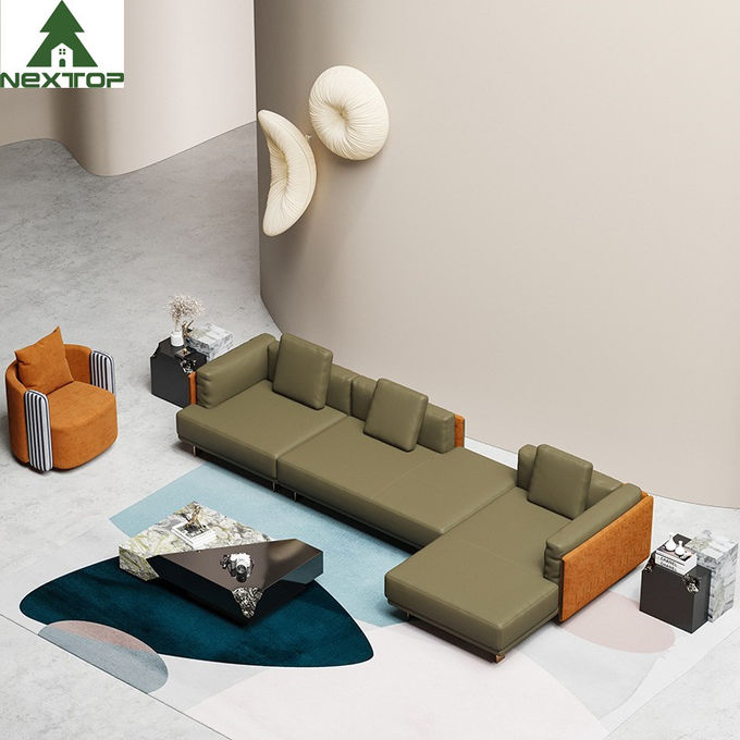 Italian Modern L Shape Corner Sofa Set Furniture For Lobby Living Room 1