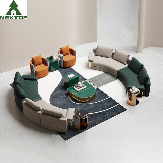 High End Hotel Lobby Furniture Reception Combination Sofa Set Leather Curved 0