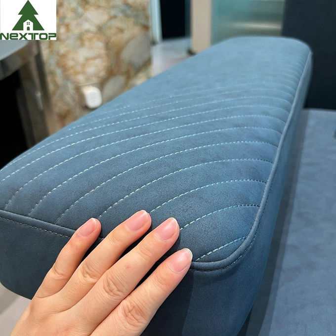 OEM Hotel Lobby Furniture Interior Modular Sofa Nubuck Fabric Circle Corner With Metal Frame 3