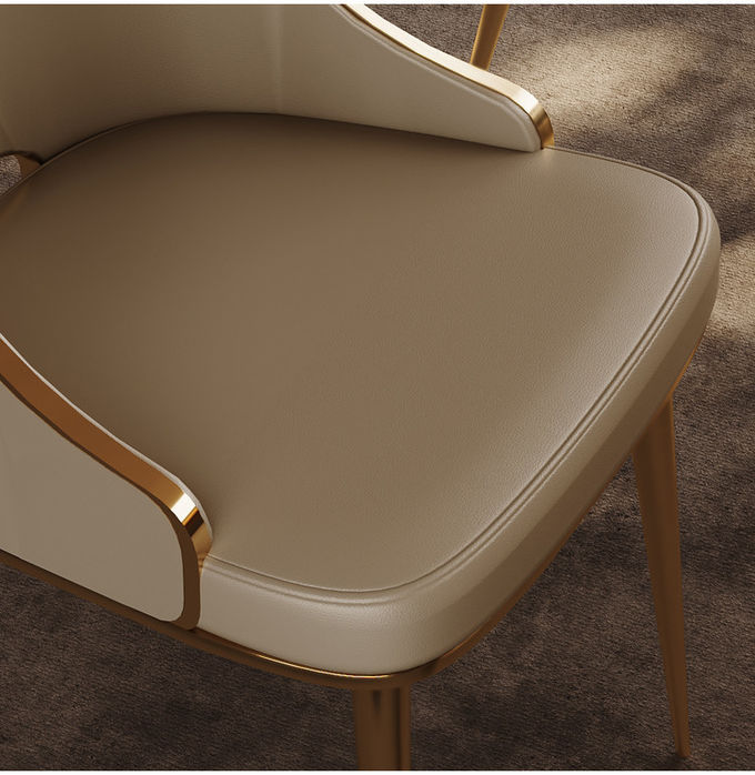 Modern Light Luxury Hotel Restaurant Furniture Stainless Steel Leather Dining Chair 2