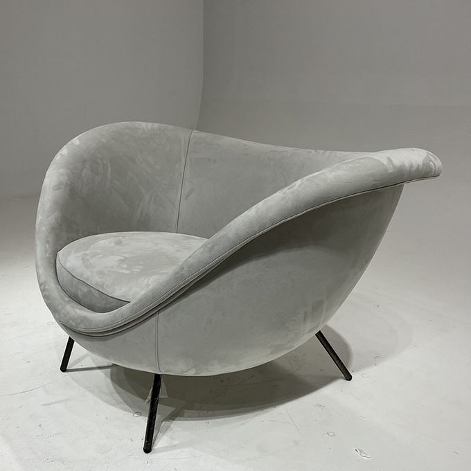 Minimalist Modern Hotel Lobby Furniture Single Velvet Lounge Sofa Chair 2