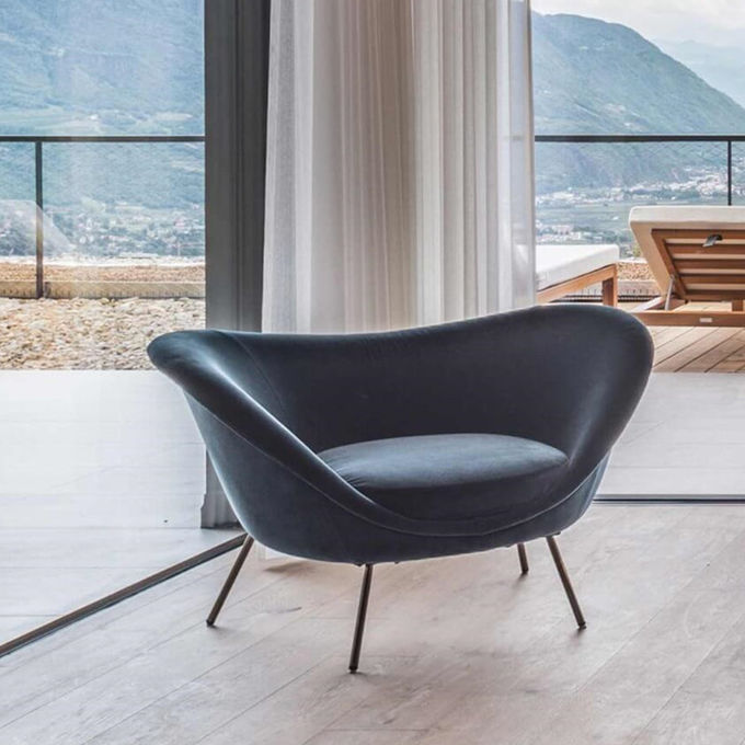 Minimalist Modern Hotel Lobby Furniture Single Velvet Lounge Sofa Chair 5