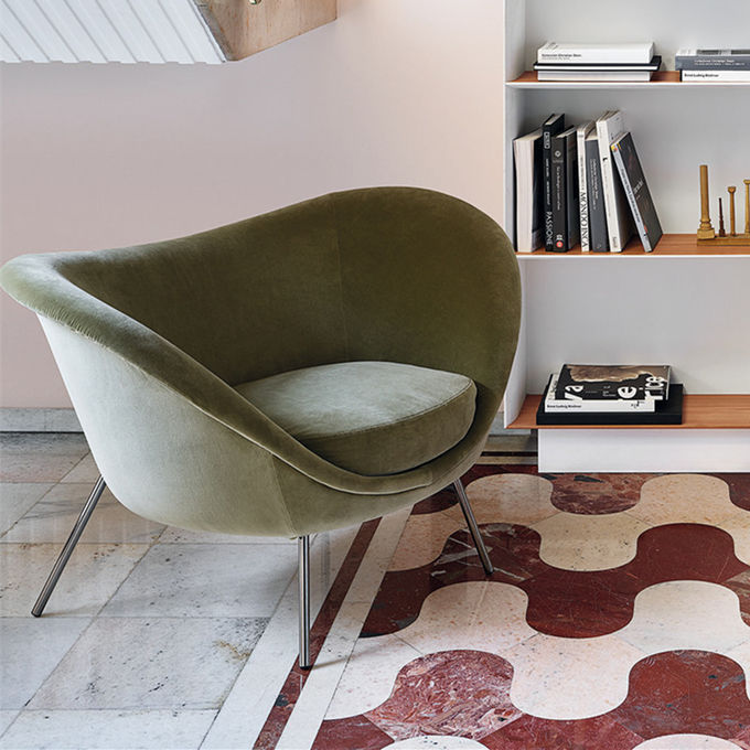 Minimalist Modern Hotel Lobby Furniture Single Velvet Lounge Sofa Chair 4