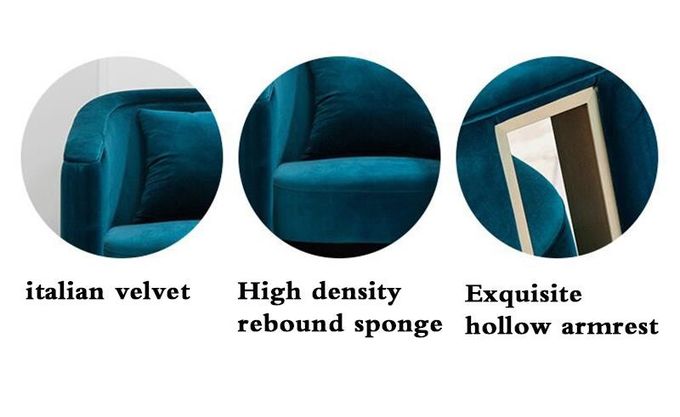 Creative Armrest Hollow Velvet Metal Single Sofa Chair Italian Style Customized 5