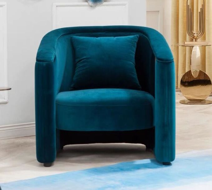 Creative Armrest Hollow Velvet Metal Single Sofa Chair Italian Style Customized 0