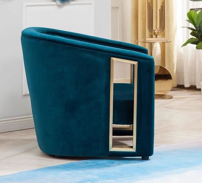Creative Armrest Hollow Velvet Metal Single Sofa Chair Italian Style Customized 1