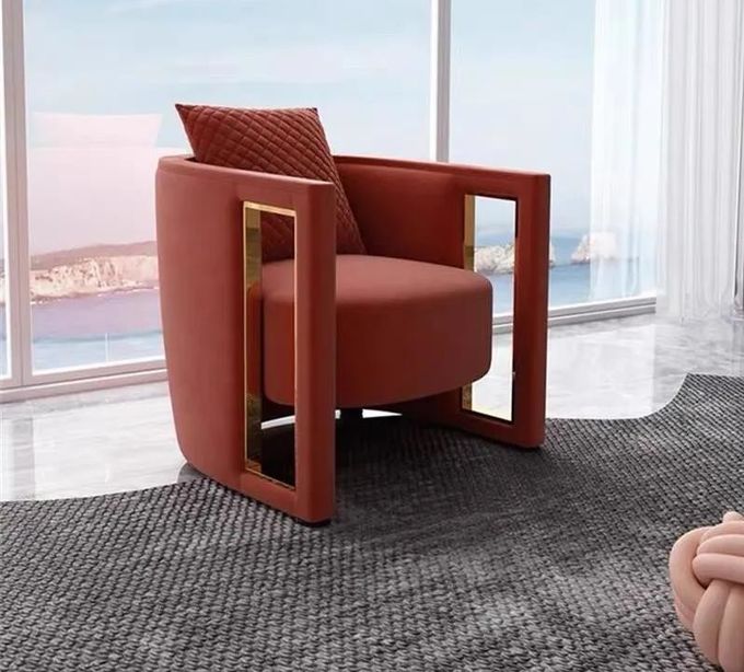 Creative Armrest Hollow Velvet Metal Single Sofa Chair Italian Style Customized 3