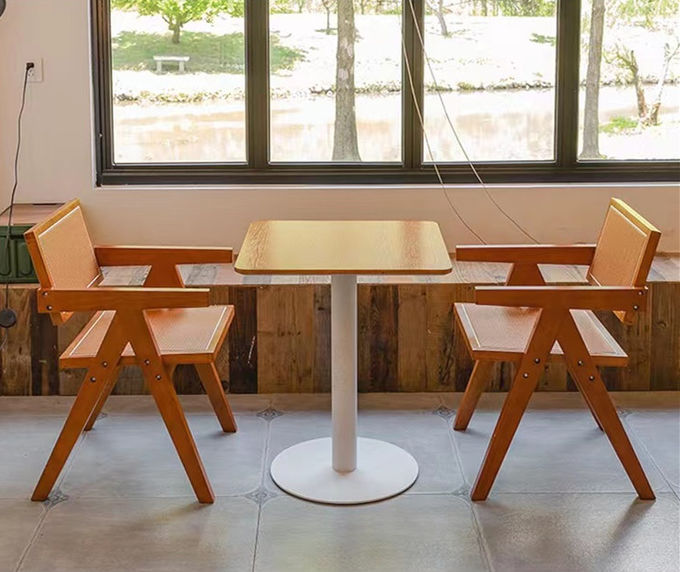 Restaurant Coffee Shop Bistro Commercial Furniture Ash Solid Wooden Dining Set 4