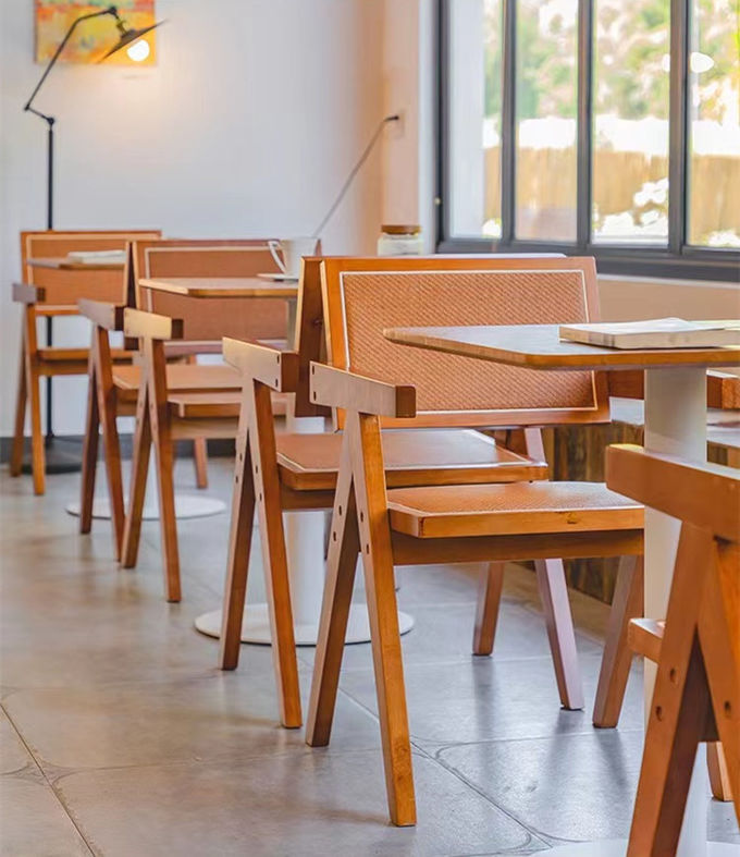 Restaurant Coffee Shop Bistro Commercial Furniture Ash Solid Wooden Dining Set 2