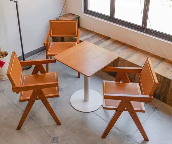 Restaurant Coffee Shop Bistro Commercial Furniture Ash Solid Wooden Dining Set 0