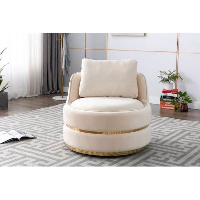 Standard Size Hotel Lobby Furniture Round Rotatable Italian Top Grade Velvet Single Lounge Chair 5