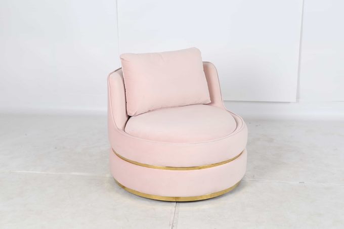Standard Size Hotel Lobby Furniture Round Rotatable Italian Top Grade Velvet Single Lounge Chair 0
