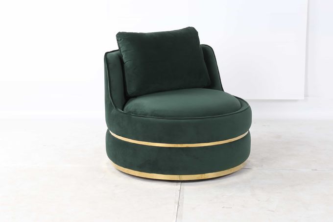 Standard Size Hotel Lobby Furniture Round Rotatable Italian Top Grade Velvet Single Lounge Chair 2