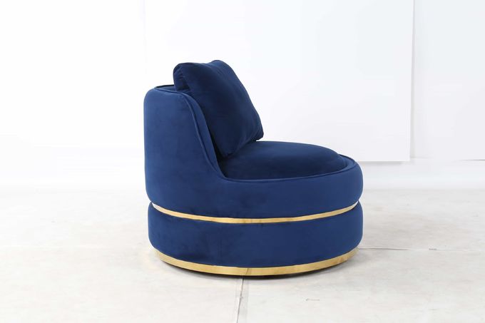 Standard Size Hotel Lobby Furniture Round Rotatable Italian Top Grade Velvet Single Lounge Chair 3
