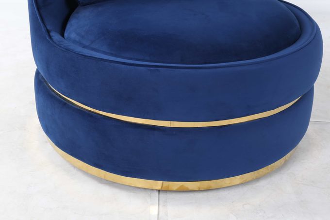 Standard Size Hotel Lobby Furniture Round Rotatable Italian Top Grade Velvet Single Lounge Chair 4