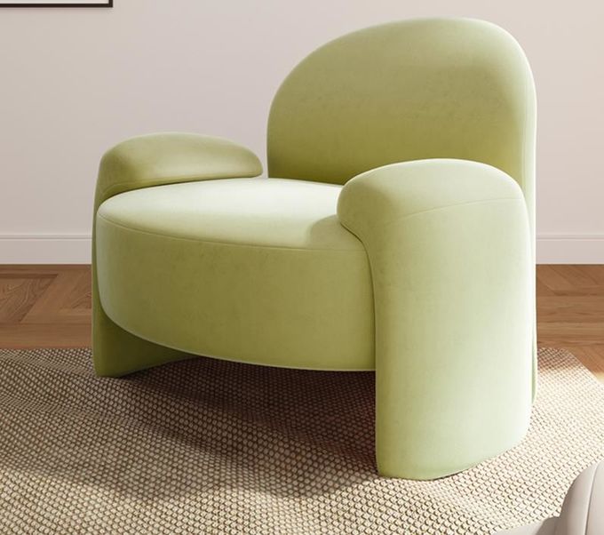 Nordic Minimalist Hotel Lobby Furniture  Home Velvet Lazy Single Lounge Chair 1