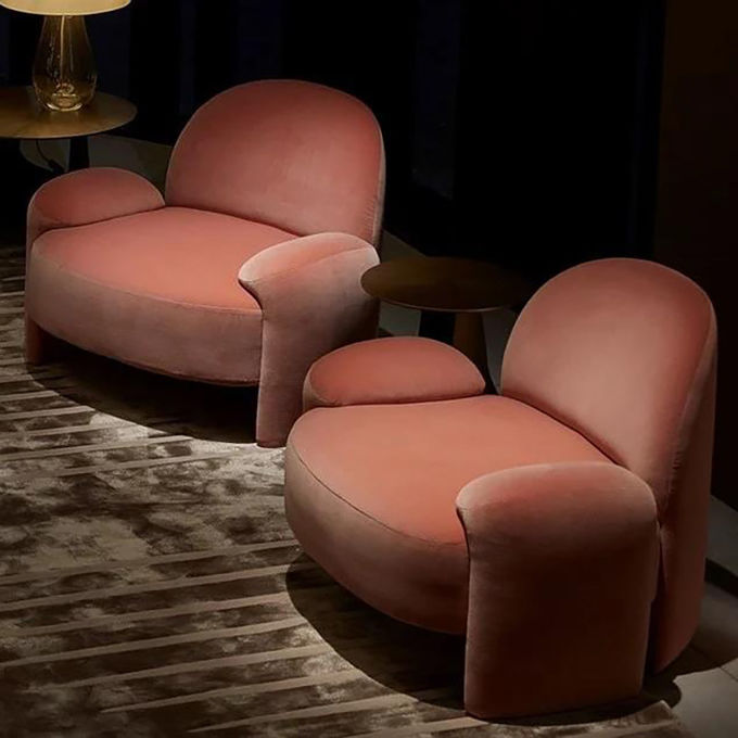 Nordic Minimalist Hotel Lobby Furniture  Home Velvet Lazy Single Lounge Chair 0