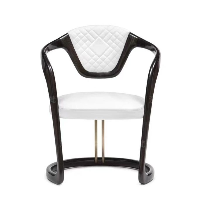 Leather Stainless Steel Modern Armrest Dining Chair Luxury Versace Design 2
