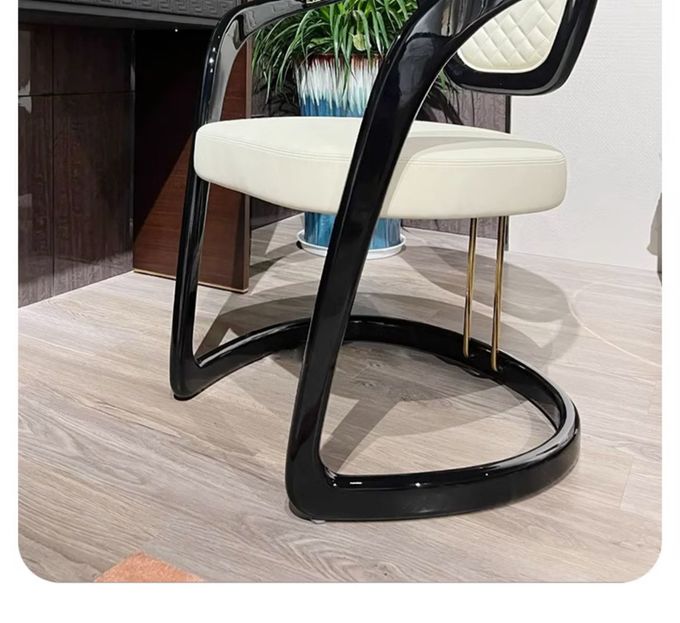 Leather Stainless Steel Modern Armrest Dining Chair Luxury Versace Design 0