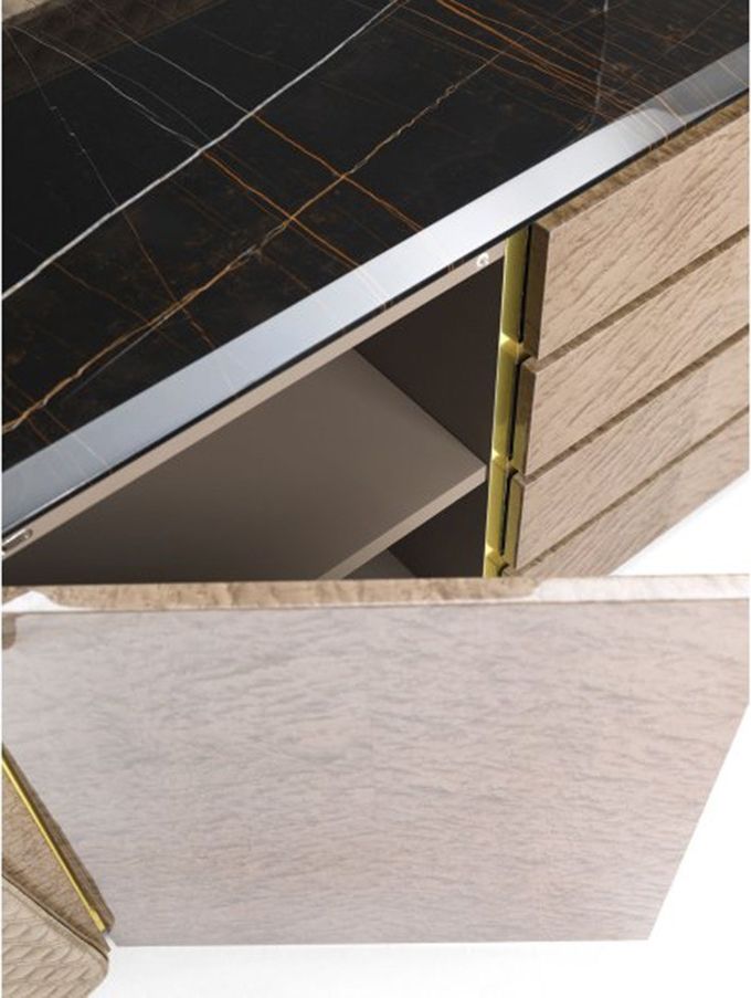 75 Inch TV Stand Set Modern Metal Luxury Room Furniture Marble Top Storage Cabinet 0