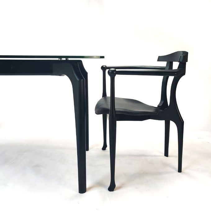 Italian Style Minimalist Hotel Restaurant Furniture Genuine Leather Solid Wood Dining Chair 4