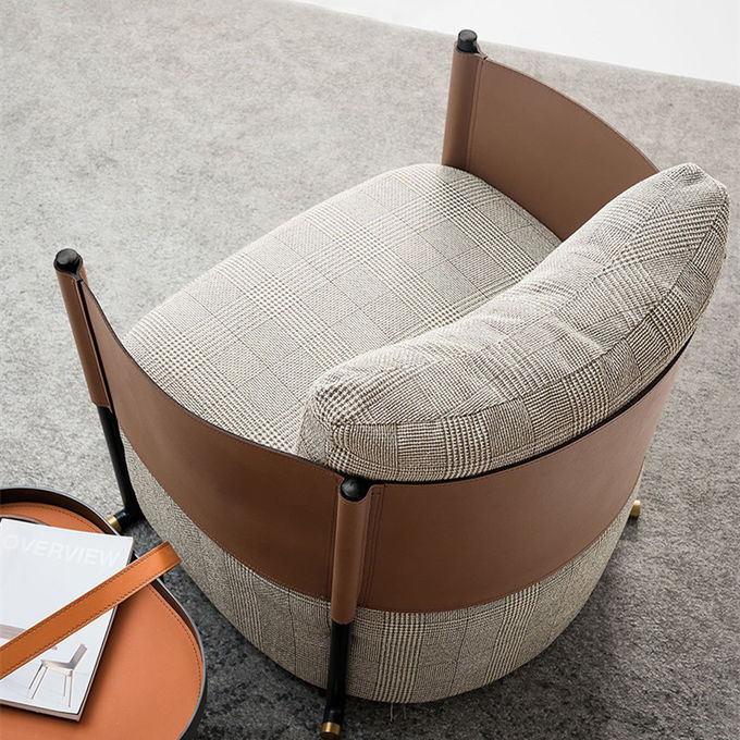 Nordic Single Sofa Chair Modern Leisure Fabric Stainless Steel 1