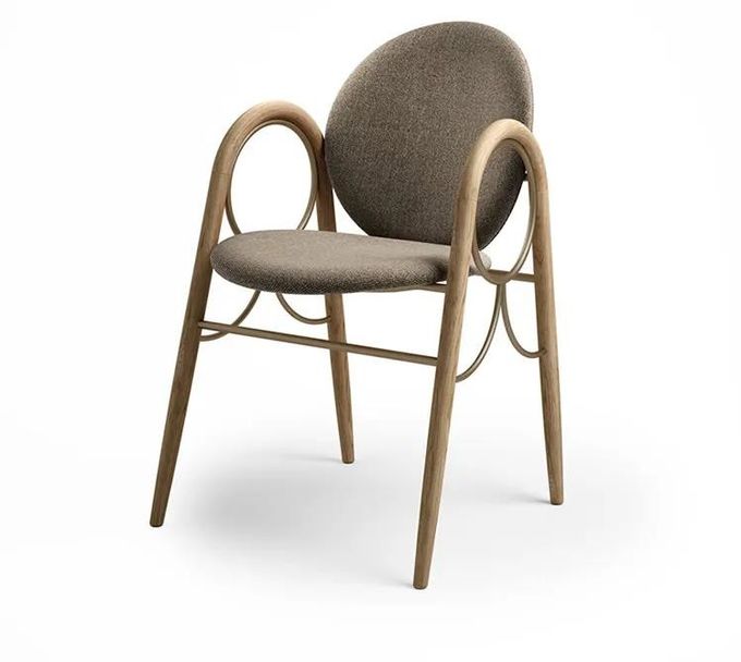 Customized Size Hotel Restaurant Furniture Metal Solid Wood Fabric Dining Chair 2