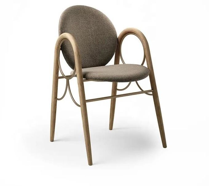 Customized Size Hotel Restaurant Furniture Metal Solid Wood Fabric Dining Chair 3