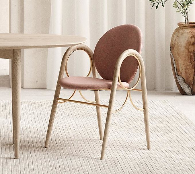 Customized Size Hotel Restaurant Furniture Metal Solid Wood Fabric Dining Chair 1