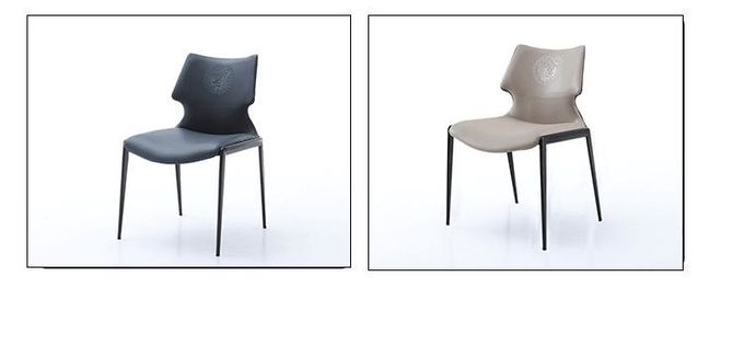 Italian Minimalist Hotel Restaurant Furniture Comfortable Backrest Metal Leather Dining Chair 0