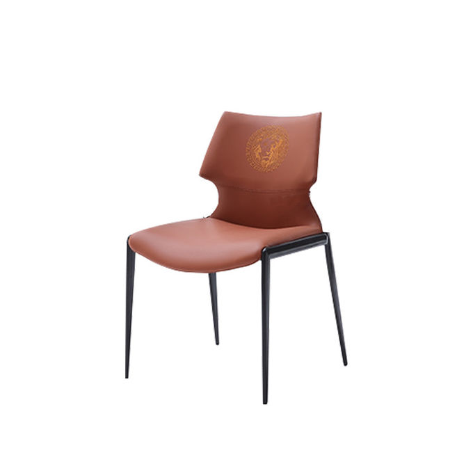 Italian Minimalist Hotel Restaurant Furniture Comfortable Backrest Metal Leather Dining Chair 3