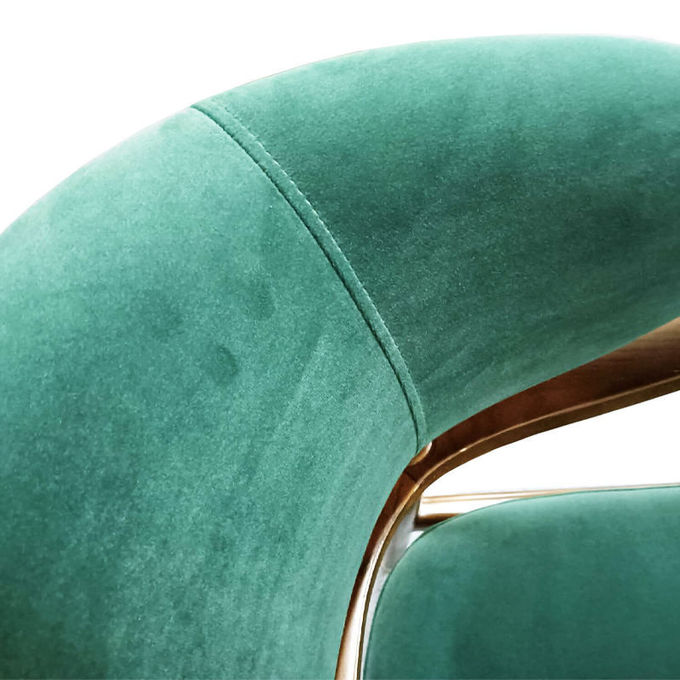 Skin Friendly Light Luxury Hotel Furniture Solid Wood Armrest Silky Velvet Dining Chair 4