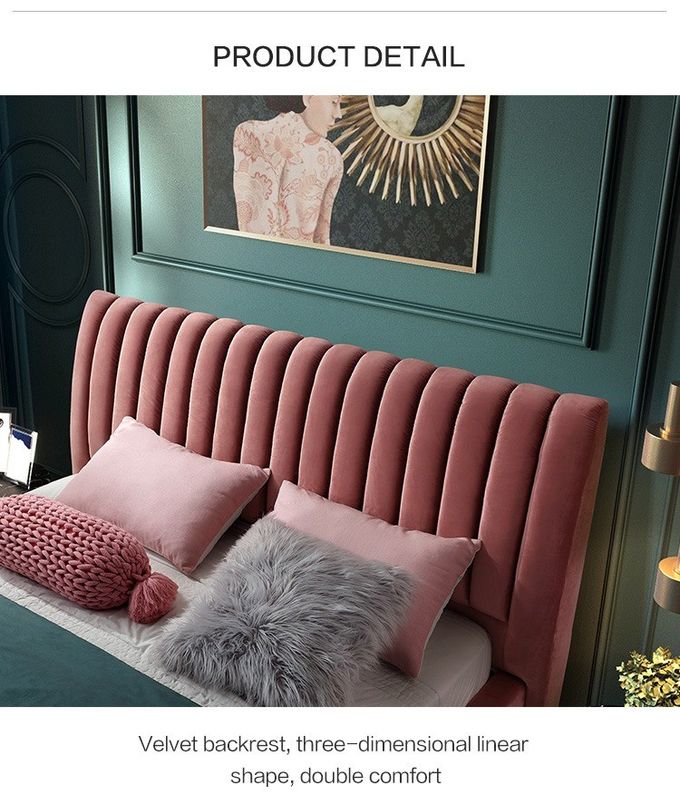 Custom Size Wooden Double Bed Queen Platform King Size Fabric Bed Hotel Bedroom Furniture 0