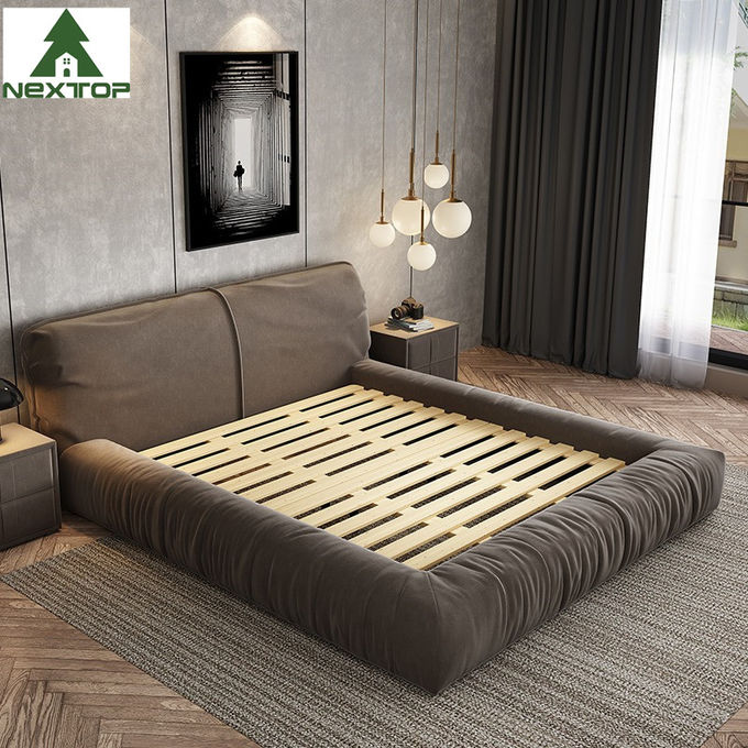 Tech Velvet Soft Sponge Queen And King Size Bed For Hotel Bedroom 2