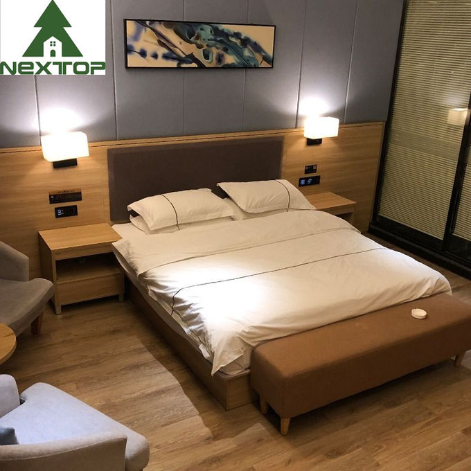 3 4 5 Star Luxury Wooden Bed With Nightstand Motel Hotel Resort Bedroom Furniture 2