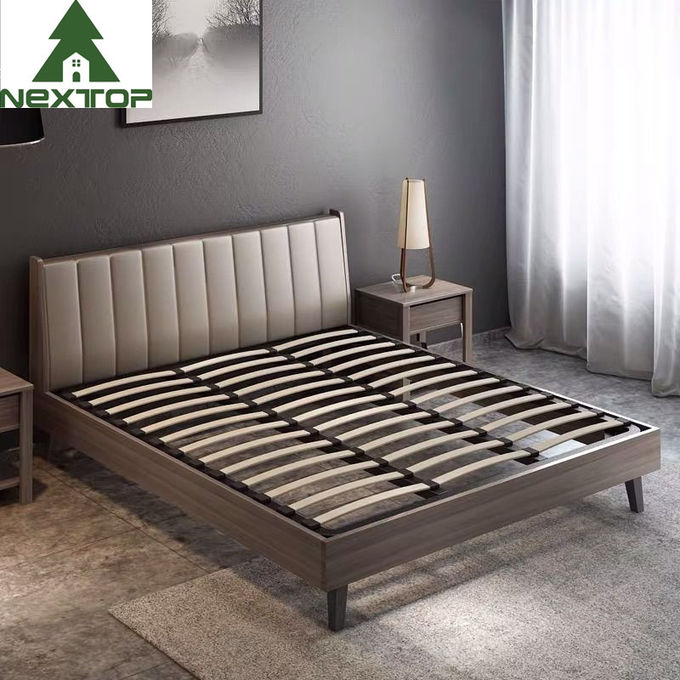 Wooden Frame Leather Headboard Bed With Nightstands Home Hotel Room Furniture 0